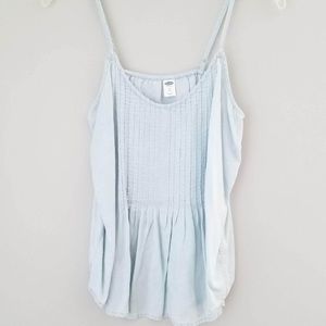 Size XS thin chambray top peplum hem